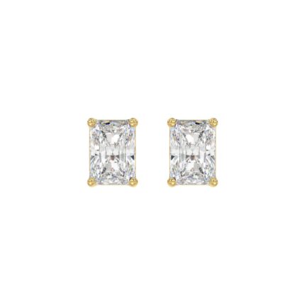 14K YELLOW GOLD 3CT RADIANT DIAMOND LADIES SOLITAIRE EARRINGS