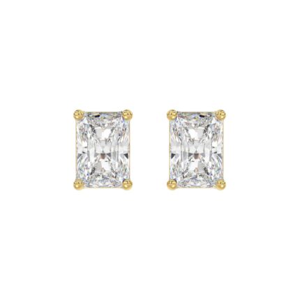 14K YELLOW GOLD 4CT RADIANT DIAMOND LADIES SOLITAIRE EARRINGS
