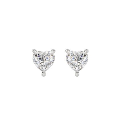 18K WHITE GOLD 1 1/2CT HEART DIAMOND SOLITAIRE EARRINGS (TALON CLAWS LOCK)