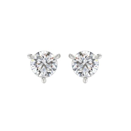 18K WHITE GOLD 2.00CT ROUND DIAMOND SOLITAIRE EARRINGS (TALON CLAWS LOCK)