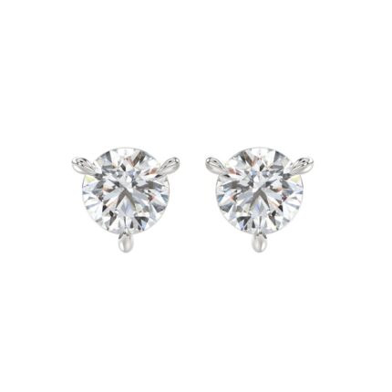 18K WHITE GOLD 3.00CT ROUND DIAMOND SOLITAIRE EARRINGS (TALON CLAWS LOCK)