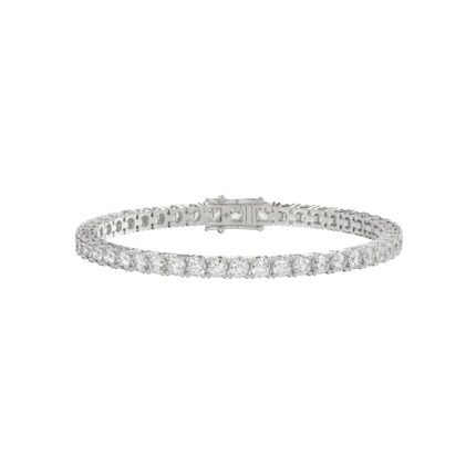 18K WHITE GOLD 5.00CT ROUND DIAMOND LADIES TENNIS BRACELET (TALON CLAWS LOCK)
