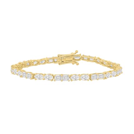 LADIES BRACELET 9 1/2CT EMERALD/OVAL DIAMOND 14K YELLOW GOLD