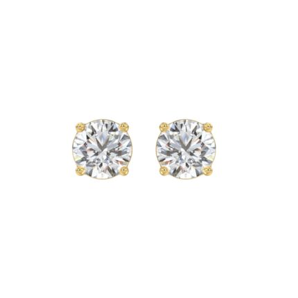 LADIES SOLITAIRE EARRINGS 2 1/2CT ROUND DIAMOND 14K YELLOW GOLD