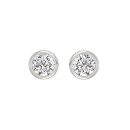 LADIES SOLITAIRE EARRINGS 3CT ROUND DIAMOND 14K WHITE GOLD