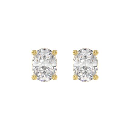 LADIES SOLITAIRE EARRINGS 4.00CT OVAL DIAMOND 14K YELLOW GOLD (CENTER STONE OVAL DIAMOND 2.00CT)
