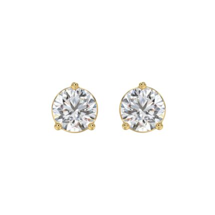 LADIES SOLITAIRE EARRINGS 4CT ROUND DIAMOND 14K YELLOW GOLD (CENTER STONE ROUND DIAMOND 2CT )