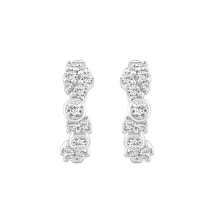 10K White Gold 3/4CT Round Diamond Hoop Earrings for Women (Color F-G -Clarity VS1/VS2)