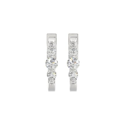 14K WHITE GOLD 1.00CT ROUND DIAMOND LADIES HOOPS EARRINGS