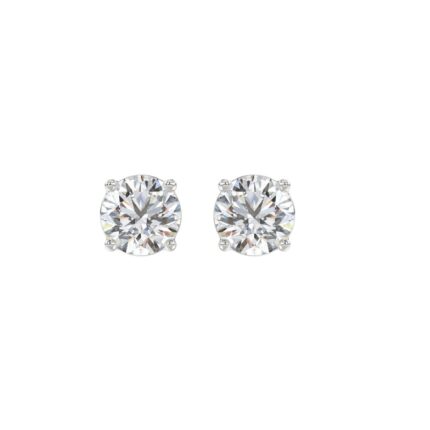 14K WHITE GOLD 2.00CT ROUND DIAMOND LADIES EARRING