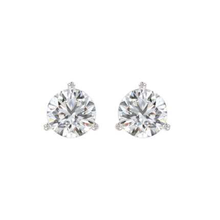 14K WHITE GOLD 4.00CT ROUND DIAMOND STUD EARRINGS