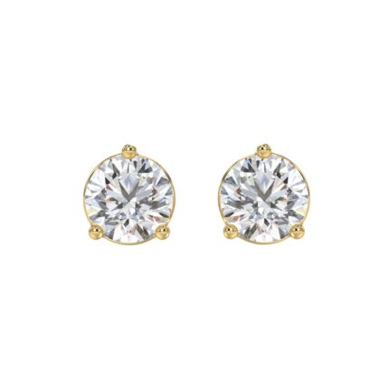 14K YELLOW GOLD 6.00CT ROUND DIAMOND SOLITAIRE EARRINGS (CENTER STONE ROUND DIAMOND 3CT)