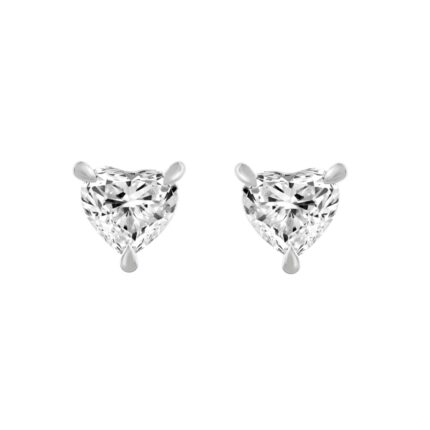 18K WHITE GOLD 1 1/2CT HEART DIAMOND STUDS EARRINGS