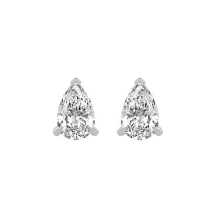 18K WHITE GOLD 2.00CT PEAR DIAMOND STUDS EARRINGS