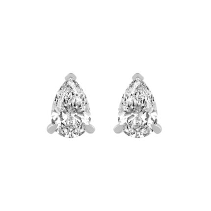 18K WHITE GOLD 3.00CT PEAR DIAMOND STUDS EARRINGS