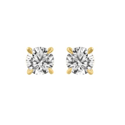 18K YELLOW GOLD 1 1/2CT ROUND DIAMOND STUDS EARRINGS