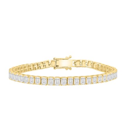 18K YELLOW GOLD 8.00CT EMERALD DIAMOND LADIES BRACELET