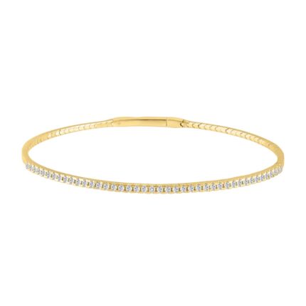 9K YELLOW GOLD 1/2CT ROUND DIAMOND LADIES BANGLE