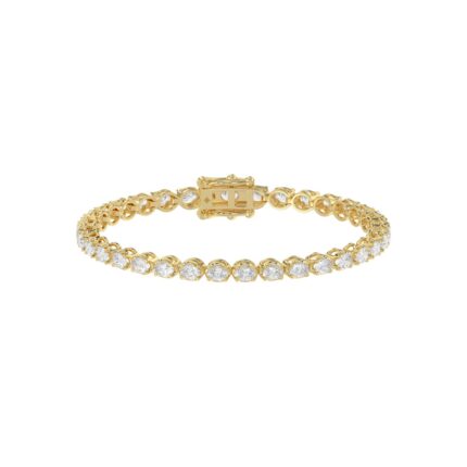 Fancy Oval Shape Diamond Ladies Tennis Bracelet in 14K Yellow Gold 4CT (Color F-G -Clarity VS1/VS2)