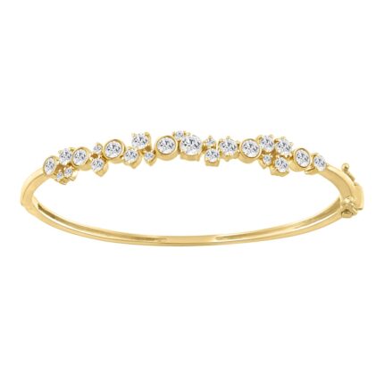 Ladies Fashion Bangle 2.00CT Round Lab Grown Diamond 14K Yellow Gold (Color F-G Clarity VS1/VS2)