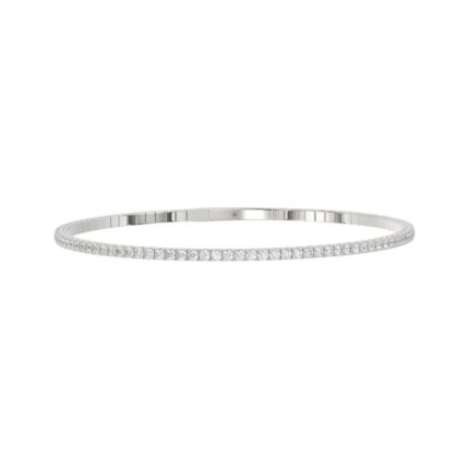 LADIES FLEXIBLE BANGLE 5 1/3CT ROUND DIAMOND 14K WHITE GOLD