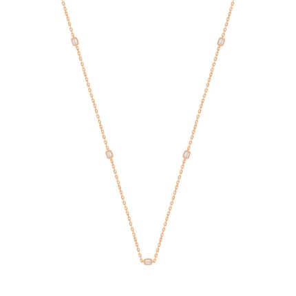 14K ROSE GOLD 3/4CT EMERALD DIAMOND LADIES NECKLACE