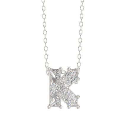 14K WHITE GOLD 1 1/2CT FANCY CUT ALPHABET DIAMOND LADIES PENDANT WITH CHAIN