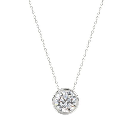 14K WHITE GOLD 1/2CT ROUND DIAMOND LADIES PENDANT