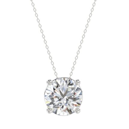 14K WHITE GOLD 4.00CT OVAL DIAMOND SOLITAIRE LADIES PENDANT WITH CHAIN