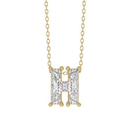 14K YELLOW GOLD 1 1/3CT FANCY CUT ALPHABET DIAMOND LADIES PENDANT WITH CHAIN