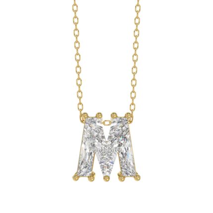 14K YELLOW GOLD 1 5/8CT FANCY CUT ALPHABET DIAMOND LADIES PENDANT WITH CHAIN