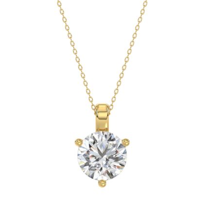 14K YELLOW GOLD 2 1/2CT ROUND DIAMOND LADIES SOLITAIRE PENDANT WITH CHAIN