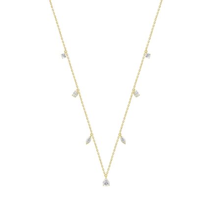 14K YELOW GOLD 1.00CT ROUND/PEAR/MARQUISE/OVAL DIAMOND LADIES NECKLACE