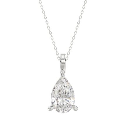 18K WHITE GOLD 1.00CT PEAR DIAMOND SOLITAIRE PENDANT WITH CHAIN (TALON CLAWS LOCK)