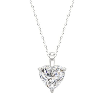 LADIES SOLITAIRE PENDANT 2 1/2CT HEART DIAMOND 14K WHITE GOLD