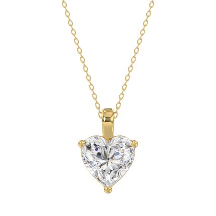 LADIES SOLITAIRE PENDANT 2 1/2CT HEART DIAMOND 14K YELLOW GOLD