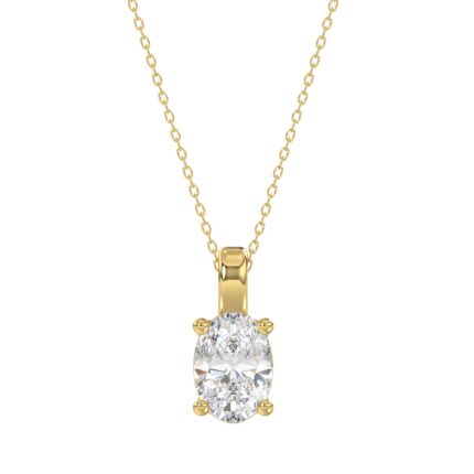 LADIES SOLITAIRE PENDANT 2 1/2CT OVAL DIAMOND 14K YELLOW GOLD
