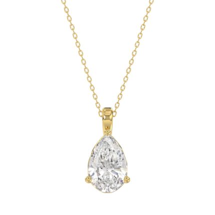 LADIES SOLITAIRE PENDANT 2 1/2CT PEAR DIAMOND 14K YELLOW GOLD