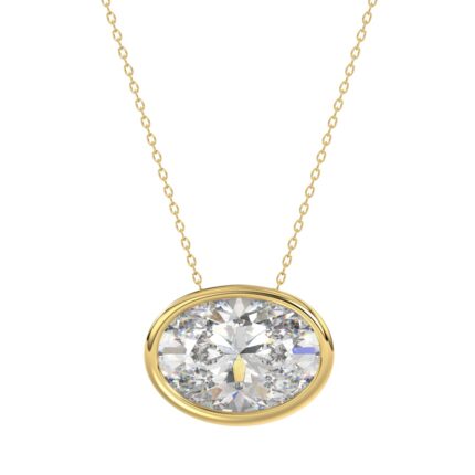 LADIES SOLITAIRE PENDANT 3.00CT OVAL DIAMOND 14K YELLOW GOLD