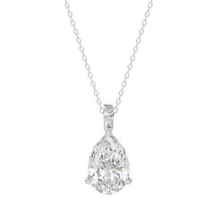 LADIES SOLITAIRE PENDANT 3CT PEAR DIAMOND 14K WHITE GOLD