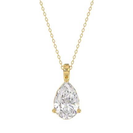 LADIES SOLITAIRE PENDANT 3CT PEAR DIAMOND 14K YELLOW GOLD