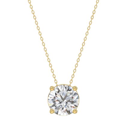 LADIES SOLITAIRE PENDANT WITH UNDER-PASS CHAIN 2.00CT ROUND DIAMOND 14K YELLOW GOLD