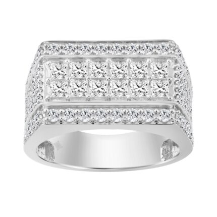14K WHITE GOLD 3.00CT ROUND/PRINCESS DIAMOND MEN'S RING