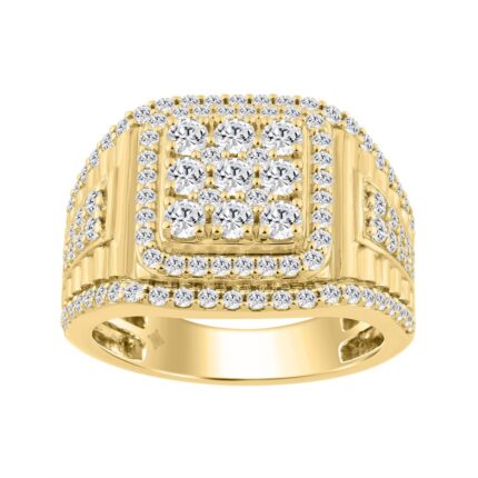 14K YELLOW GOLD 2.00CT ROUND DIAMOND MEN'S RING