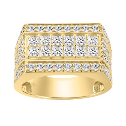 14K YELLOW GOLD 3.00CT ROUND/PRINCESS DIAMOND MEN'S RING