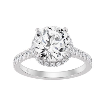 14K WHITE GOLD 4 1/2CT ROUND DIAMOND LADIES RING (CENTER STONE ROUND DIAMOND 4CT)