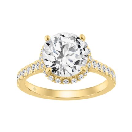 14K YELLOW GOLD 4 1/2CT ROUND DIAMOND LADIES RING (CENTER STONE ROUND DIAMOND 4CT)