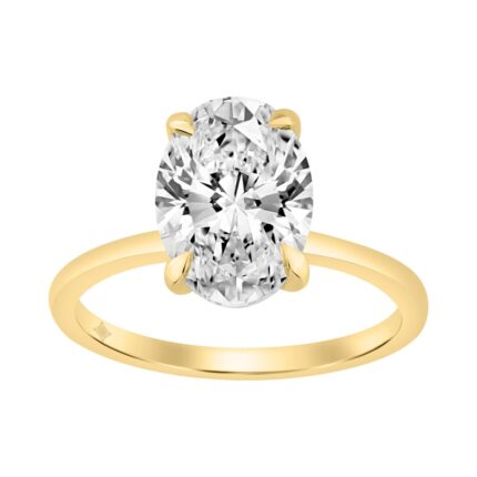 14K YELLOW GOLD 4 3/4CT ROUND/OVAL DIAMOND LADIES RING (CENTER STONE OVAL DIAMOND 4.00CT)
