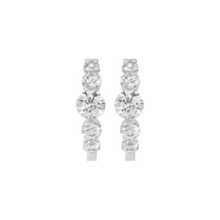 14K WHITE GOLD 4.00CT ROUND DIAMOND LADIES HOOPS EARRINGS