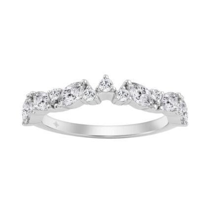 Classic 14K White Gold 3/4Ct Marquise & Round Diamond Fashion Band For Women (Color F-G Clarity Vs1/Vs2)